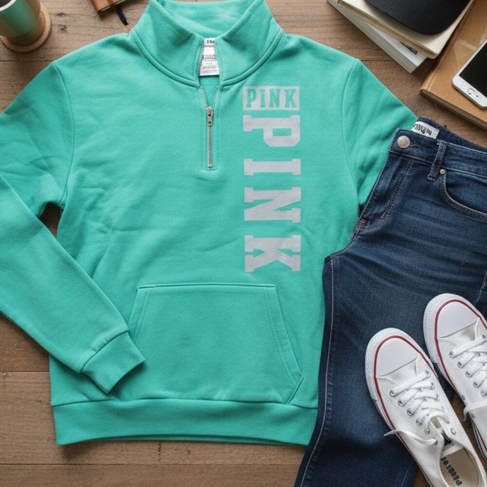 PINK Victoria's Secret Quarter-Zip Pullover - Small